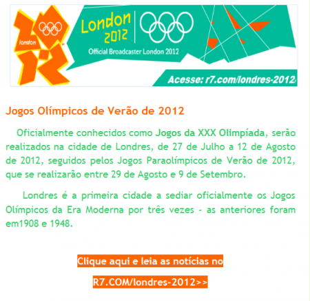 Acesse o site das Olimpíadas de Londres 2012